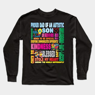 Autism Proud Dad Father Son Love Autistic Kids Autism Awareness Family Long Sleeve T-Shirt